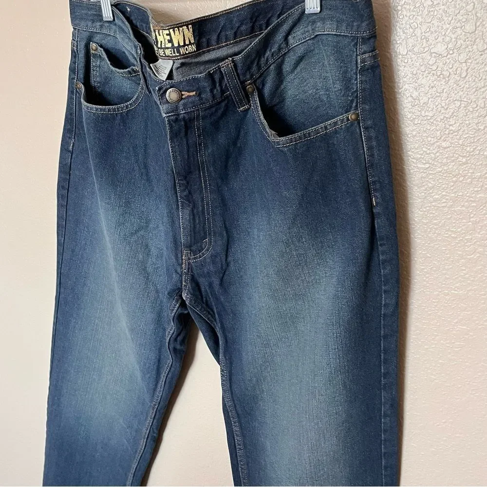 Ruff Hewn 100% Cotton Dark Wash Denim Blue Jeans Straight Leg Size 40